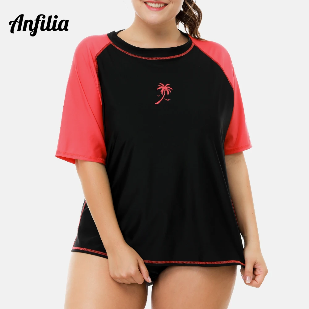 Top Trends: Anfilia Women Plus Size Rashguard Top Swimwear Swimsuit Shirts Running Diving Shirt UPF 50+ UV-Protection Rash Guard Beach Wear Shoppable Styles