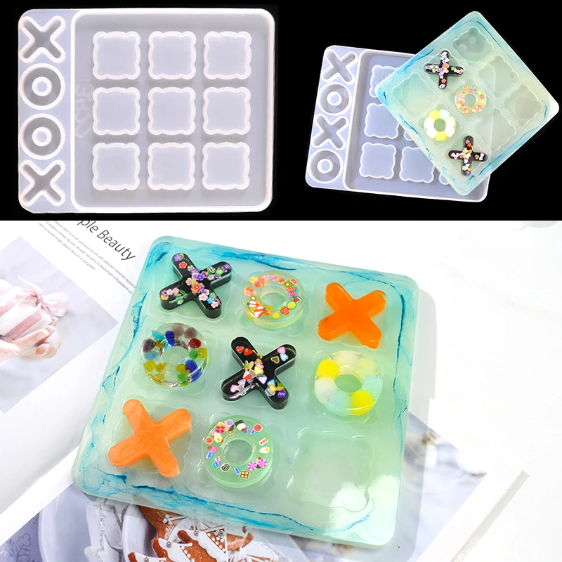 Top Trends: DIY XO Chess Game Classic Silikon Form Molde Resina Epoxi Tictactoe Board Mould Resin Mold Silcone For Parent-Child Interaction Shoppable Styles