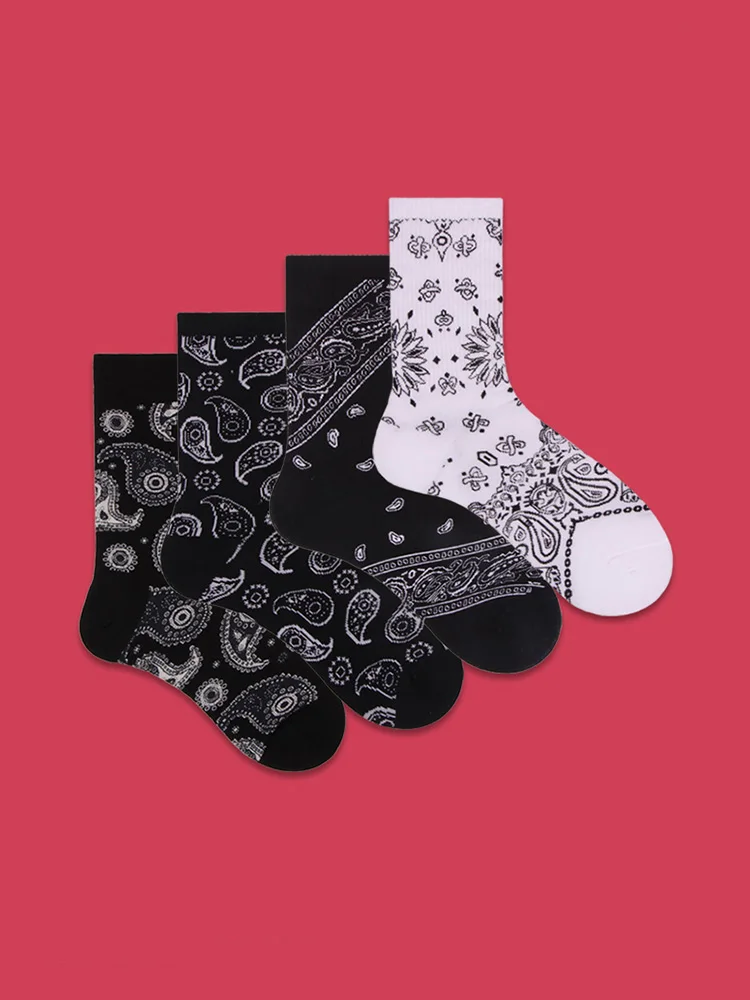 Top Trends: 3 Pairs West Coast Cashew Flowers Hip-hop Street Men's SOCK Europe And America Fashion Brand Cotton Thin Women Middle Tube Socks Shoppable Styles