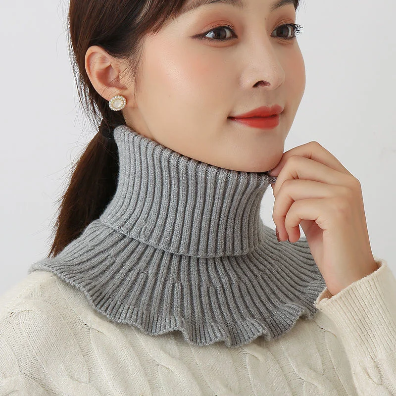 Top Trends: New Women Turtleneck Ribbed Knit False False Collar Female Winter Detachable Scarf Ruffles Dickey Windproof Color Wrap Shoppable Styles