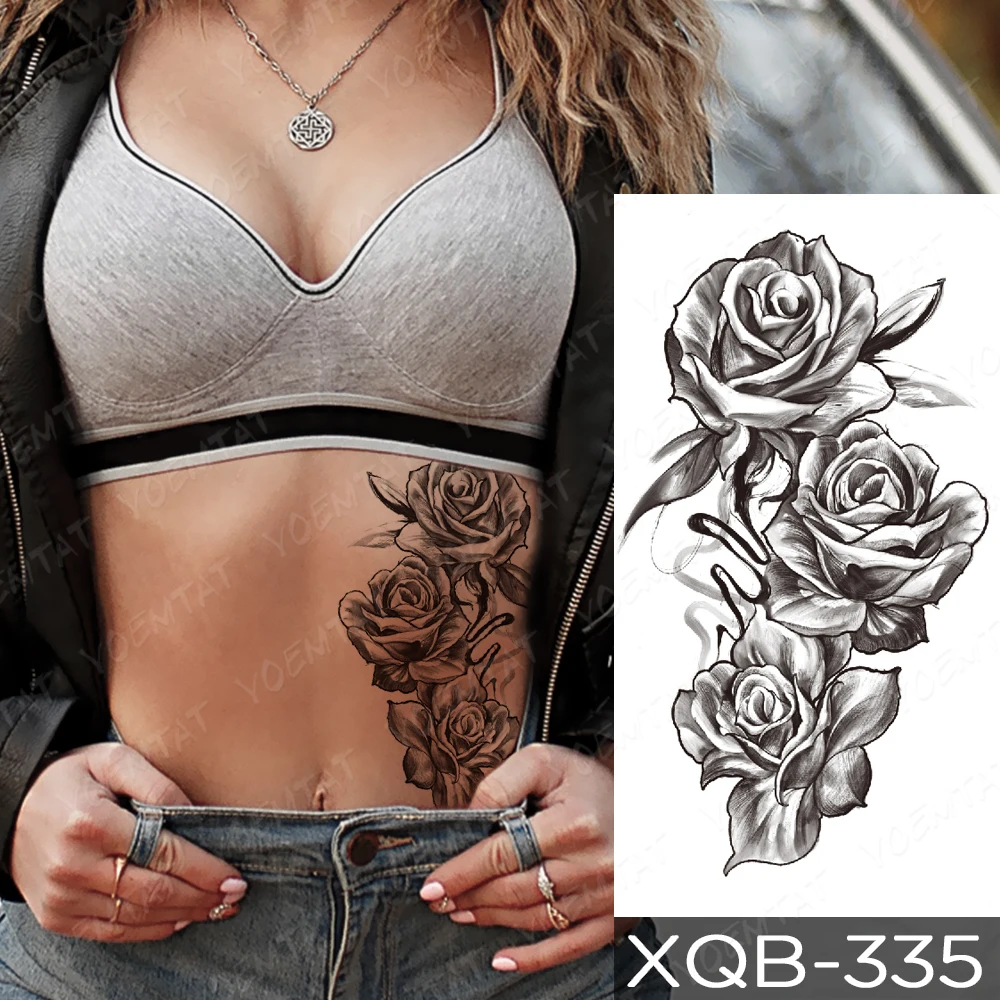 Top Trends: Flower Blooming Waterproof Temporary Tattoo Stickers Jasmine Leaf Sunshine Sexy Tatoo Arm Body Art Fake Tattoos Black Man Women Shoppable Styles - Image 6