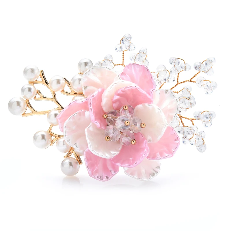 Top Trends: Wuli&baby Handmade Crystal Flower Brooches For Women Designer 3-color Pearl New Beauty Flower Party Office Brooch Pins Gifts Shoppable Styles