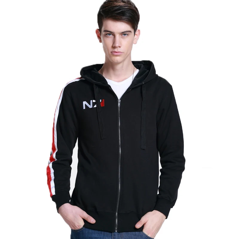 Top Trends: Cosplay N7 Mass Effect Zip Up Hoodie Men Black Anime Hooded Sweatshirt Women Embordery Fleece Thick Warm Sweetshirt Streetwear Shoppable Styles