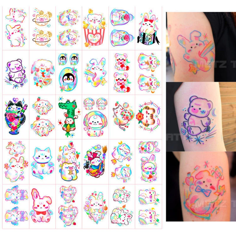 Top Trends: 50Pcs Temporary Tattoo Sticker Waterproof Water Transfer Cute Graffiti Fake Tattoo Face Arm Sticker New Temporary Tattoo Shoppable Styles - Image 4