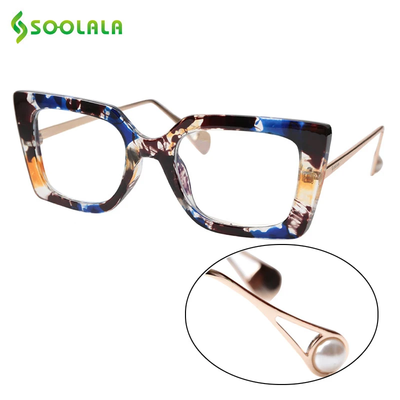 Top Trends: SOOLALA Anti Blue Light Reading Glasses With Pearl Arms Eyeglasses Frame + 1.0 1.25 1.5 1.75 To 4.0 Sunglasses Reading Glasses Shoppable Styles