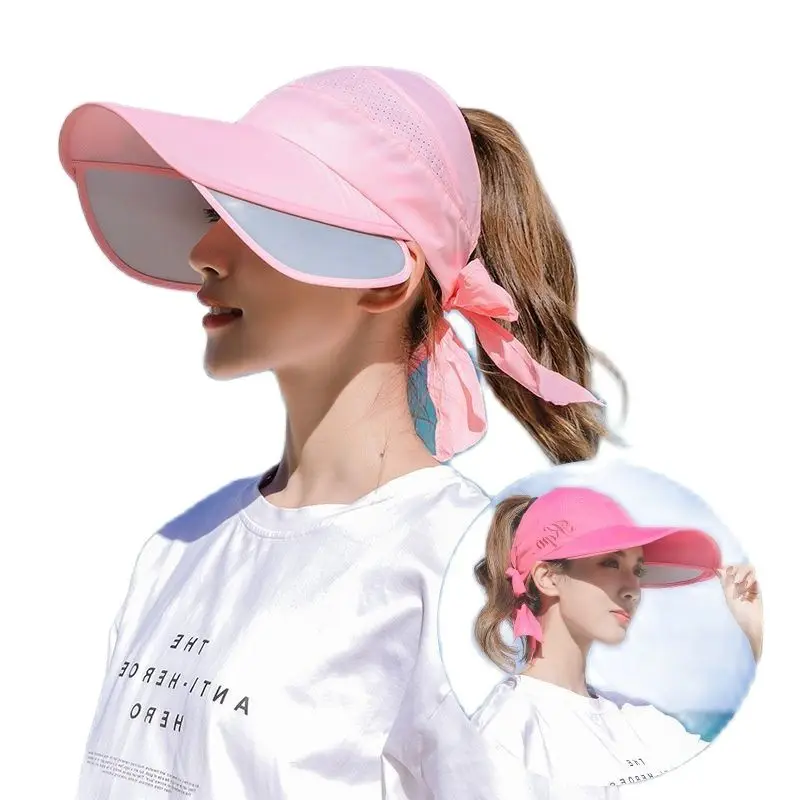 Top Trends: Summer Sun Hat Visor Caps Female Scalable Brim Empty Top Baseball Cap UV Protection Beach Sun Visor Hats For Women Shoppable Styles