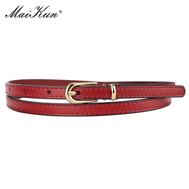 Top Trends: Maikun Women Belts Alloy Pin Buckle Genuine Leather Thin Belt Female Waistband For Jeans Dresses Pants Shoppable Styles