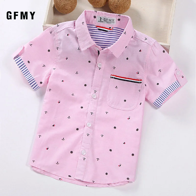 Top Trends: GFMY 2020 Hot Sale Children Shirts Casual Solid Cotton Short-sleeved Boys Shirts For 2-14 Years Ribbon Decoration Baby Shirts Shoppable Styles