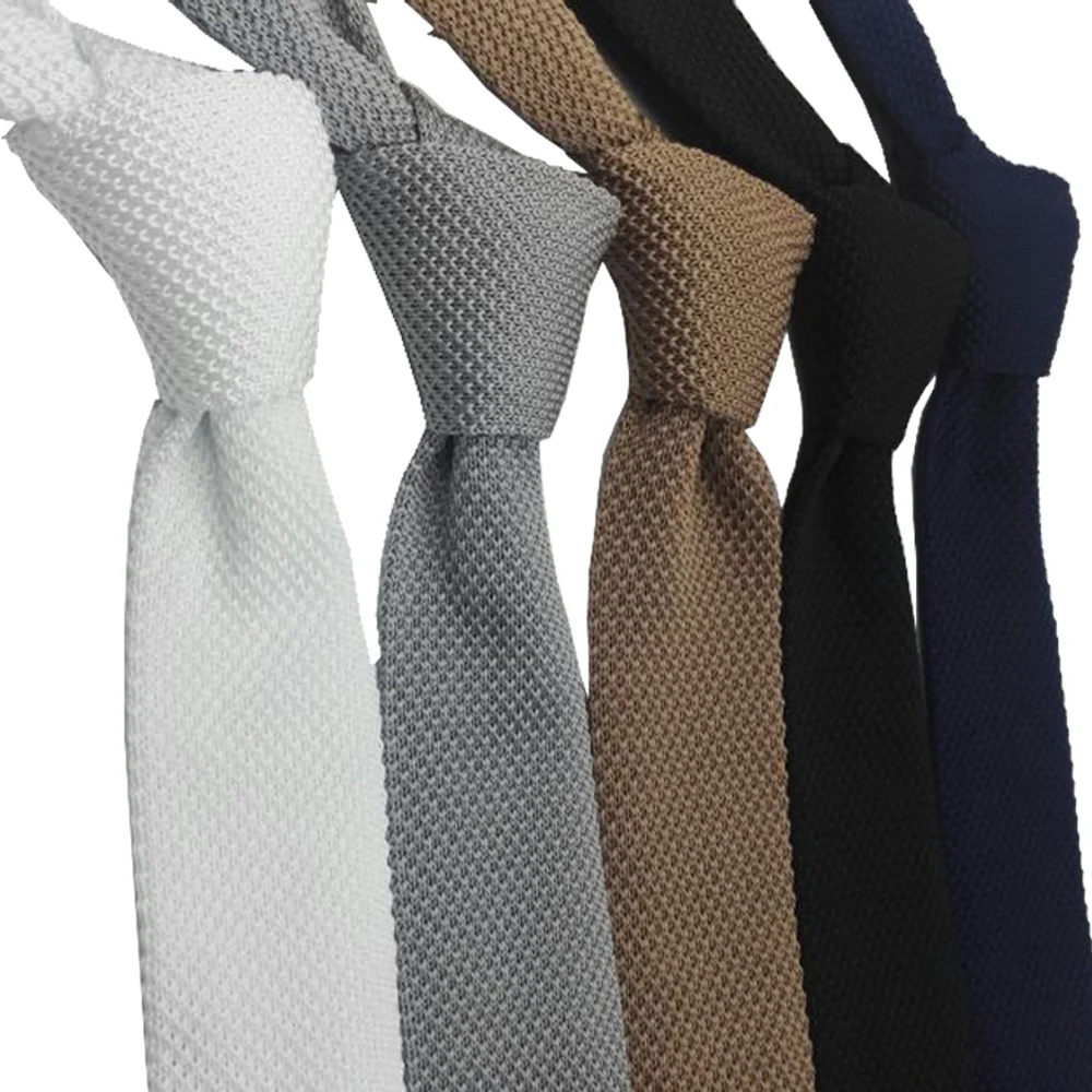 Top Trends: HUISHI Slim Fashion Knitted Ties For Men 5.5 Cm Solid Black White Gray Blue Burgundy Knitted Tie Shoppable Styles