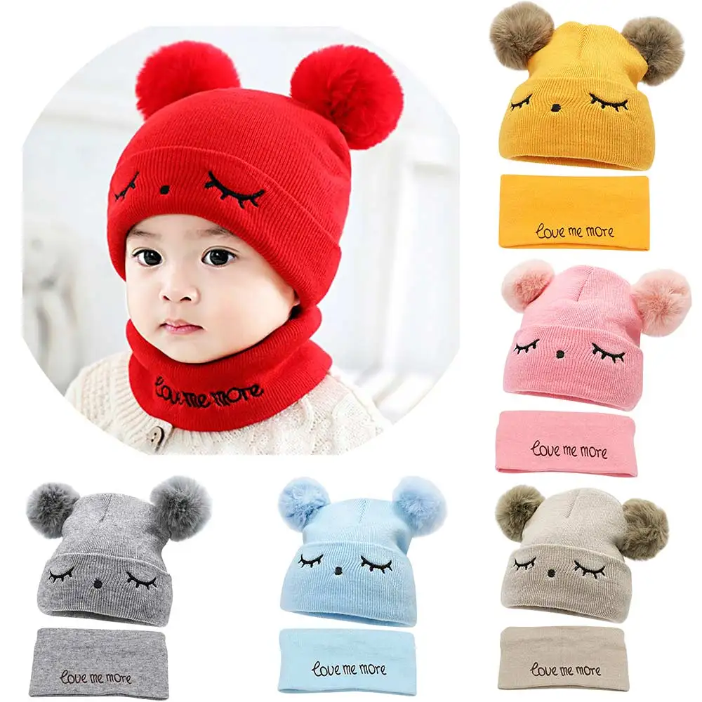 Top Trends: TYRY.HU 2Pcs Baby Winter Hats Scarf Baby Beanies Cap Hat Male Knitted Plush Cap For Girls Boys Kids Winter Warm Hat Scarf Set Shoppable Styles