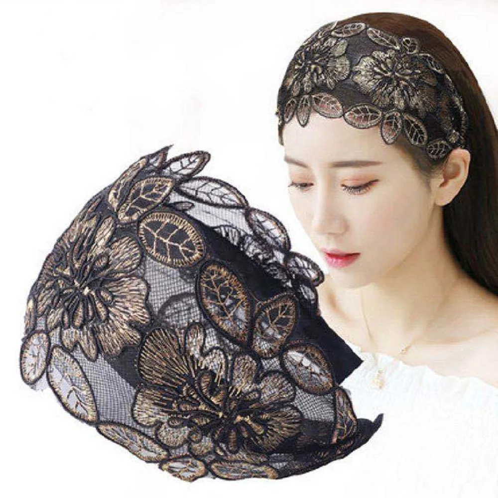 Top Trends: 1PC Wide Hook Flower Hair Hoop Head Band For Women Headwear Lace Flowers Headband Hairband Girls Hair Accessories Shoppable Styles