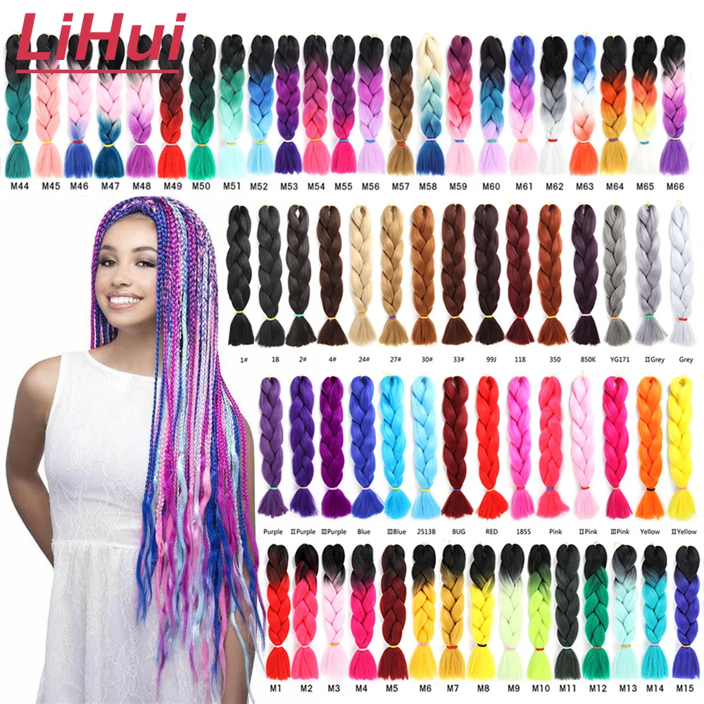 Top Trends: Lihui 24 Inches Jumbo Braid Synthetic Braiding Hair Ombre Jumbo Hair Extension For Women DIY Hair Braids Pink Purple Yellow Gray Shoppable Styles