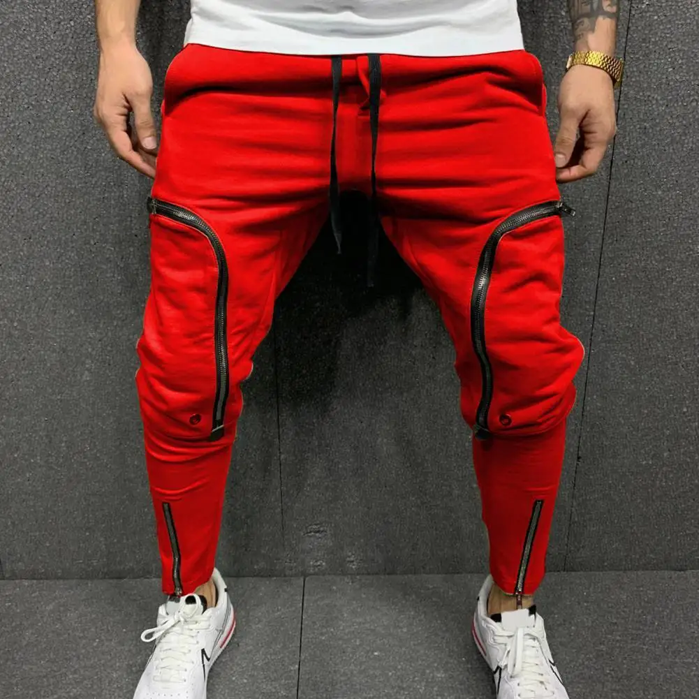 Top Trends: Cargo Pants Men Fashion Solid Color Drawstring Casual Multi Zippers Pockets Trousers Hip Hop Style Men Harem Pants Streetwear Shoppable Styles