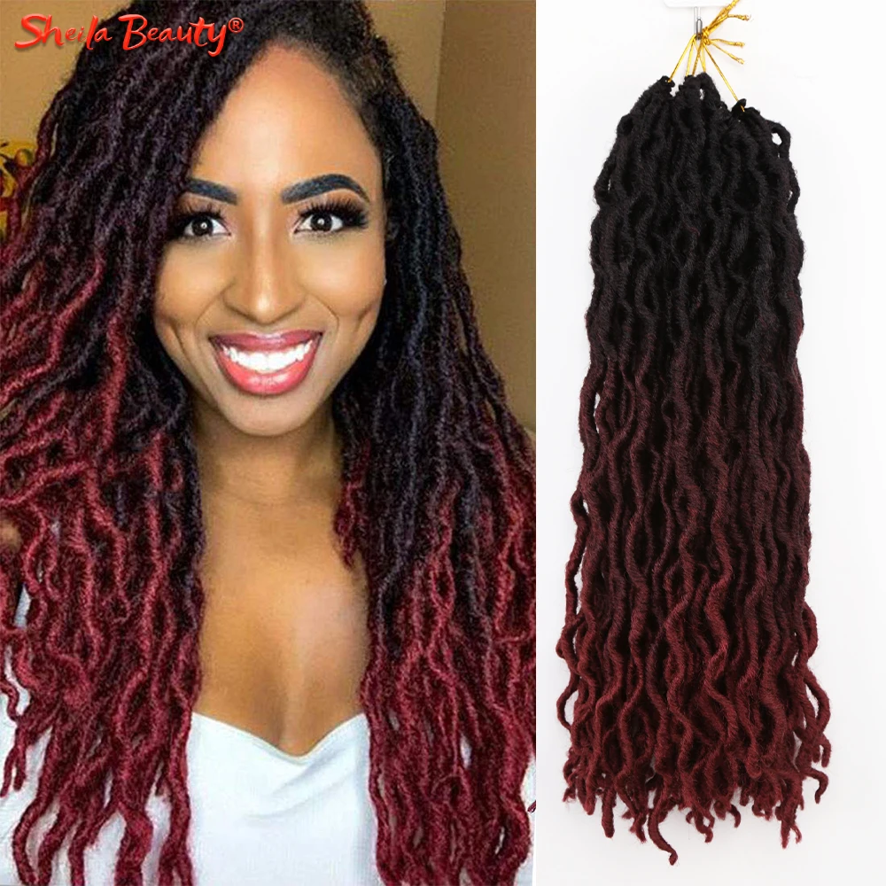 Top Trends: 18 Inch Ombre Curly Faux Locs Crochet Hair Synthetic Soft Dreads Dreadlocks Hair Pre Stretched Curly Braiding Hair Extensions Shoppable Styles