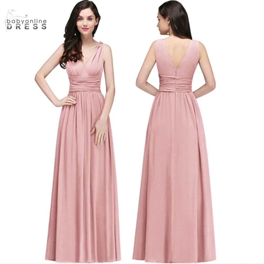 Top Trends: Long Burgundy Bridesmaid Dresses Women Chiffon V-Neck A-Line Elegant Formal Wedding Party Gowns Evening Gown Vestido De Festa Shoppable Styles