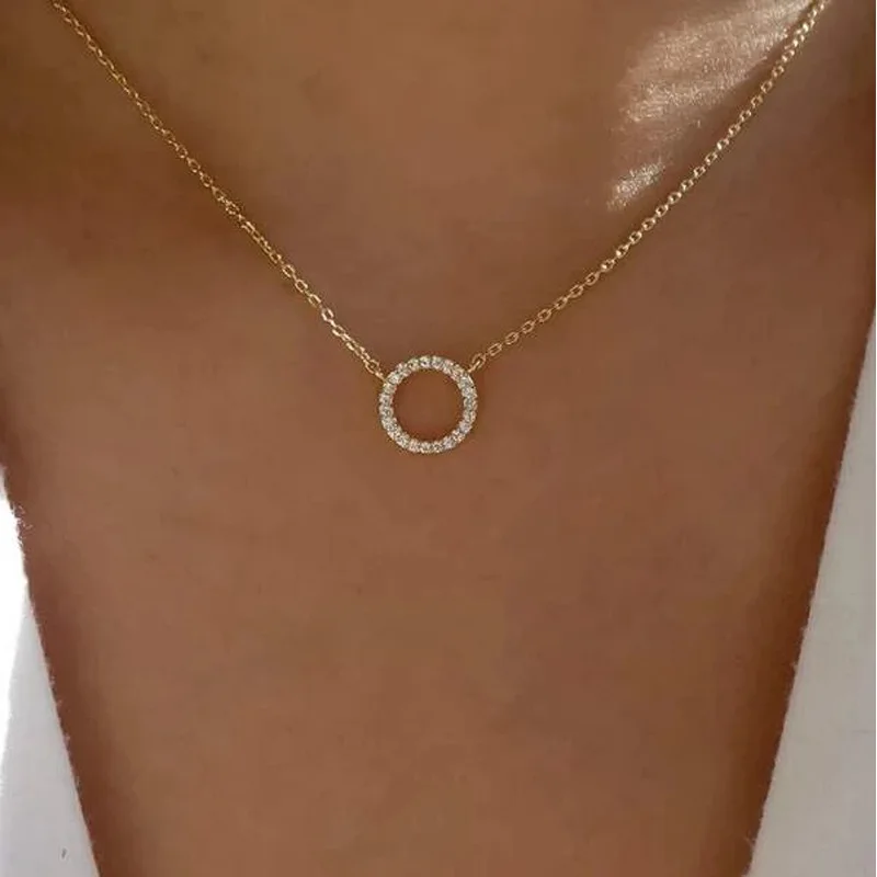 Top Trends: YWZIXLN 2021 Trend Elegant Jewelry Crystal Circle Pendant Necklace Golden Color Unquie Women Fashion Necklace Wholesale N0186 Shoppable Styles