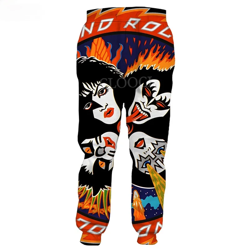 Top Trends: HX Newest Hip Hop Rock Metal Kiss Band 3D Print Pants Unisex Fashion Casual All-match Sweatpants Trousers Shoppable Styles