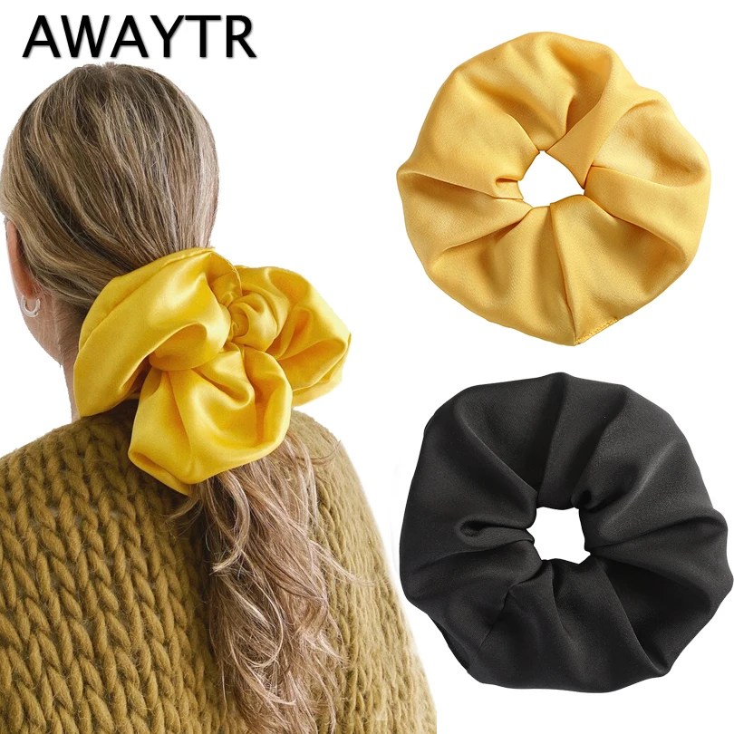 Top Trends: AWAYTR Oversized Scrunchies Big Rubber Hair Ties Elastic Hair Bands Girl Ponytail Holder Satin Scrunchie Women Hair Accessories Shoppable Styles