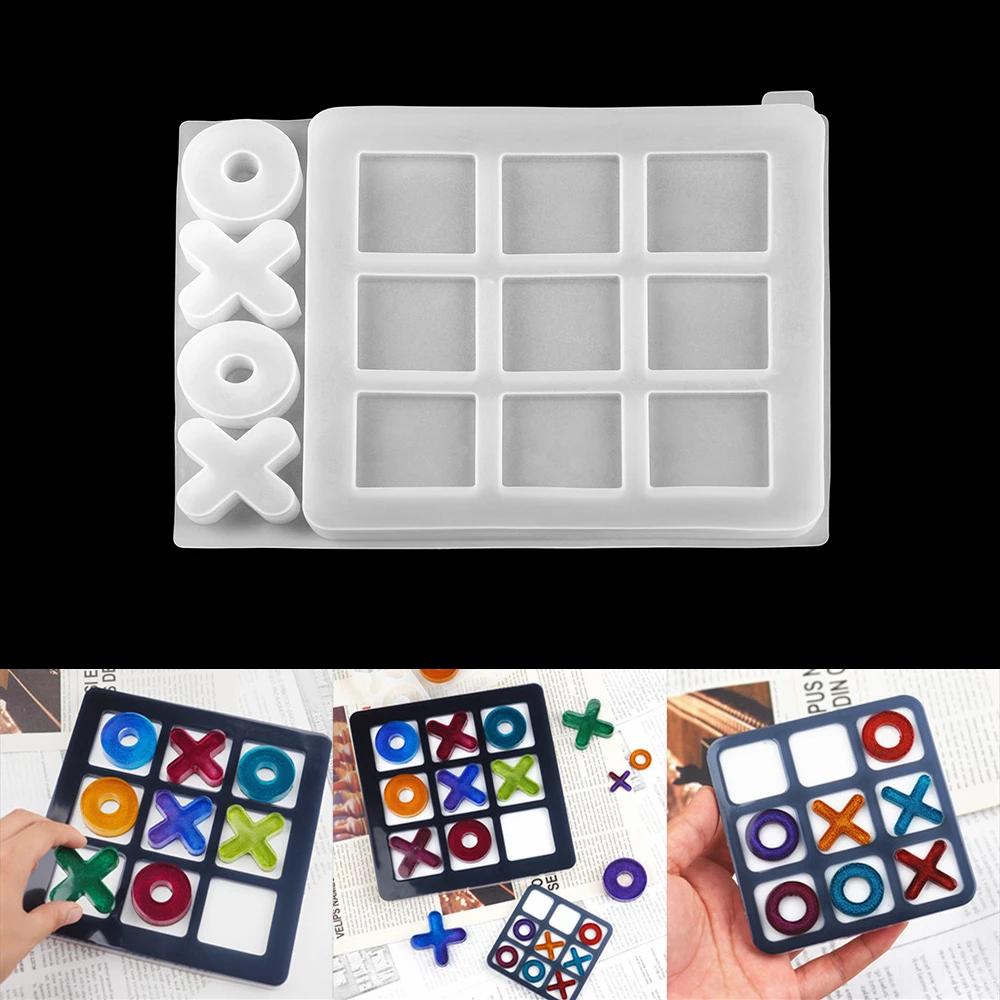 Top Trends: Small Tic Tac Toe OX Chess Game Mirror Silicone Casting Mold For DIY Resin UV Epoxy Jewelry Tools Craft Handmade Making Shoppable Styles