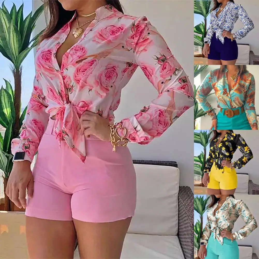 Top Trends: Elegant Office Lady Shirt Stand Collar Single-breasted Floral Print Long Sleeve Blouse 2023 For Spring / Summer Blusas Para Mujer Shoppable Styles