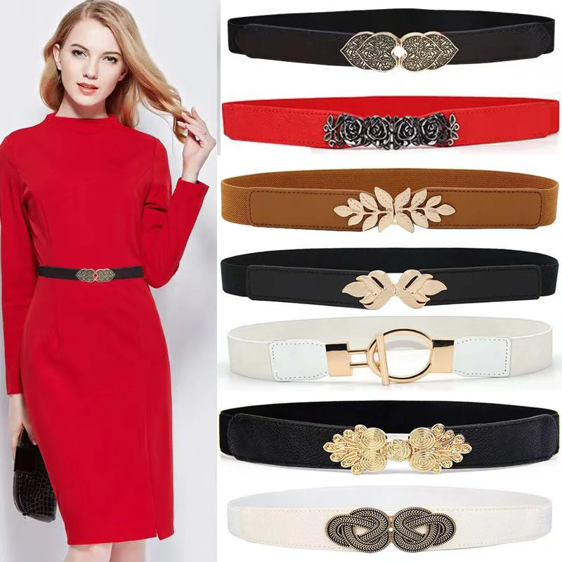 Top Trends: New Fashion Korean Style Windbreaker Elastic Ladies Girdle Retro Decoration Wide Belt Alloy Buckle Belt Dress Women Accessory Shoppable Styles