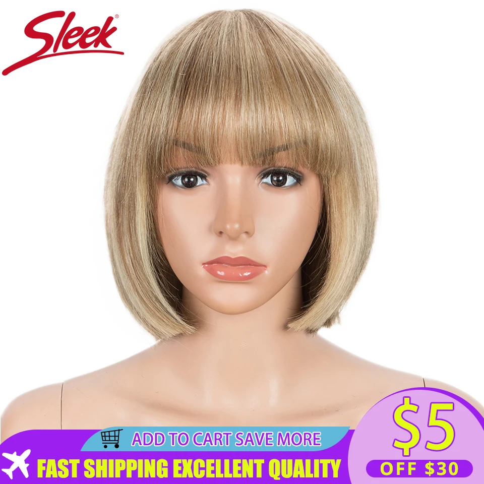 Top Trends: Sleek Short Human Hair Wigs For Black Women Blonde Pixie Cut Brazilian Hair Wigs For Women Straight Bob Wig With Bangs Shoppable Styles