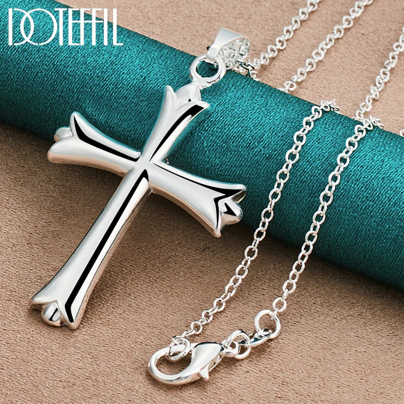 Top Trends: DOTEFFIL 925 Sterling Silver 16-30 Inch Snake Chain Cross Pendant Necklace For Women Man Fashion Wedding Party Charm Jewelry Shoppable Styles