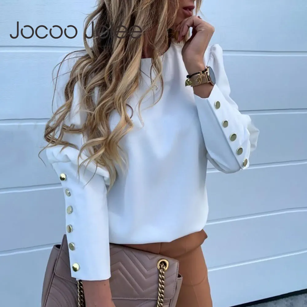 Top Trends: Jocoo Jolee Women Metal Buttons Long Sleeve Blouse Office Lady Shirt Casual Pineapple Print Tops Oversized Casual Loose Blouses Shoppable Styles