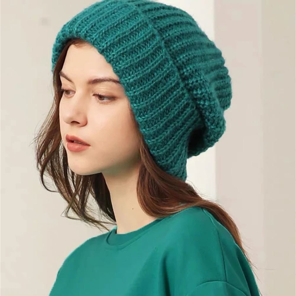 Top Trends: Winter Knitted Women's Hats Lock Temperature Warm Unisex Caps Skin-friendly Soft Big Head Woolen Beanie Clothing Accessories Shoppable Styles