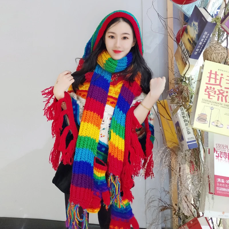 Top Trends: TIYIHAILEY 2022 New Fashion Long All-match Scarf Winter Warm Long Rainbow Colorful Hand Made Wool Tassels Scarf Shoppable Styles - Image 3