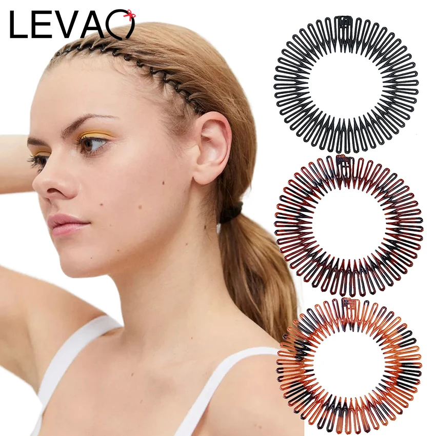 Top Trends: LEVAO Plastic Full Circle Stretch Flexible Comb Teeth Headband Hair Hoop Band Clip Hairband For Face Wash Fixed Hair Accessories Shoppable Styles