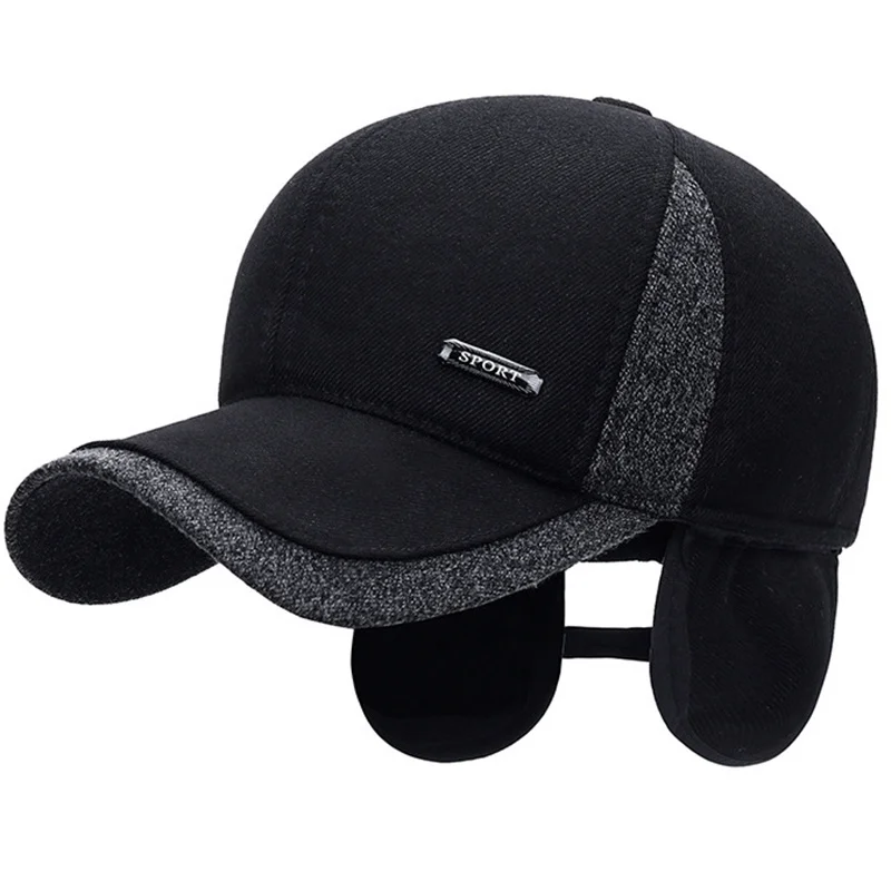 Top Trends: New Warm Mens Winter Wool Baseball Cap Ear Flaps Brand Snapback Hats Thicken Cotton Fitted Cap Gorra Hombre Trucker Cap Shoppable Styles