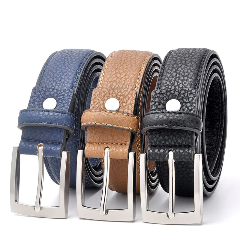 Top Trends: Fashion Accessories Trends Jeans Belt Men Cowskin Blue Dress With Belt Accessories For Men Trouser Waistband Silver Metal Belt Shoppable Styles - Image 4