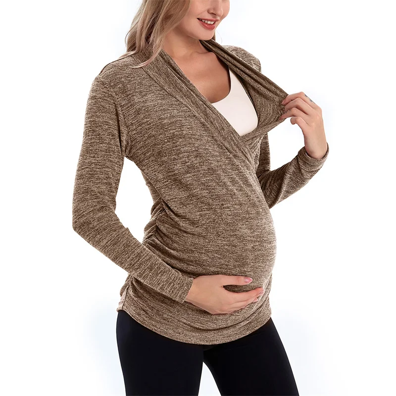 Top Trends: Maternity Pullovers Sweater Long Sleeve Shirt Nursing Tops Fall Winter Breastfeeding Clothes For Pregnancy Woman Jersey Shoppable Styles