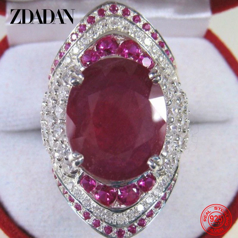 Top Trends: ZDADAN 925 Sterling Silver Ruby Ring For Women Zircon Finger Rings Fashion Jewelry Gifts Shoppable Styles - Image 2