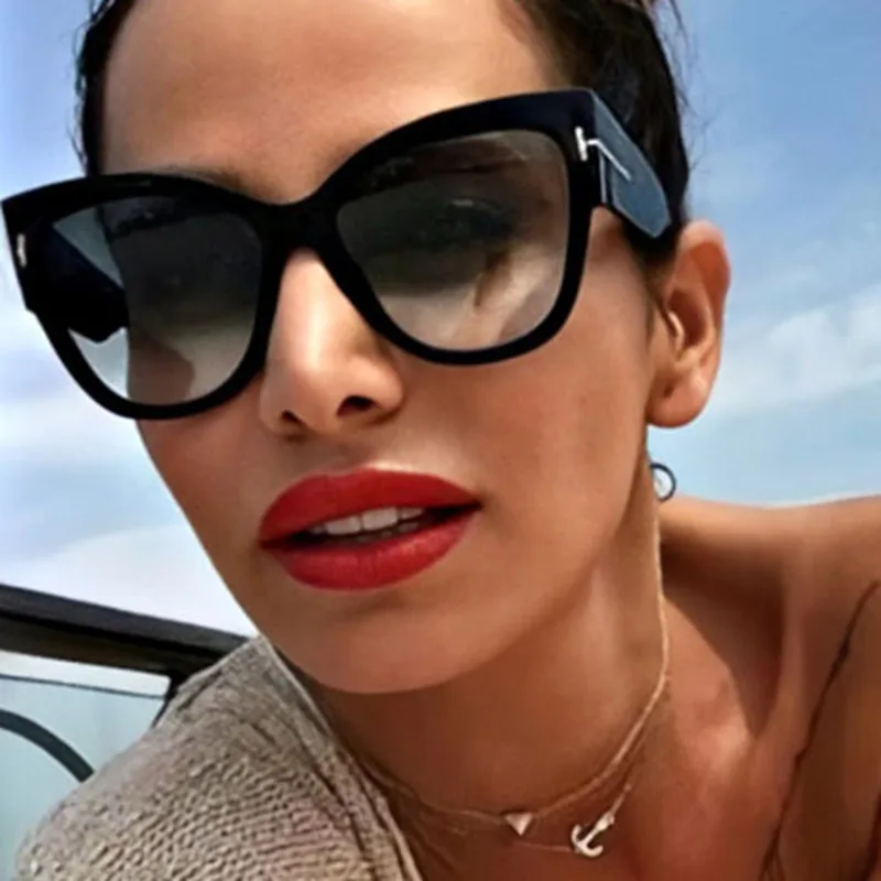 Top Trends: Women Sunglasses New Fashion Brand Designer Cat Eye Female Gradient Points Sun Glasses Big Oculos Feminino De Sol UV400 Shoppable Styles