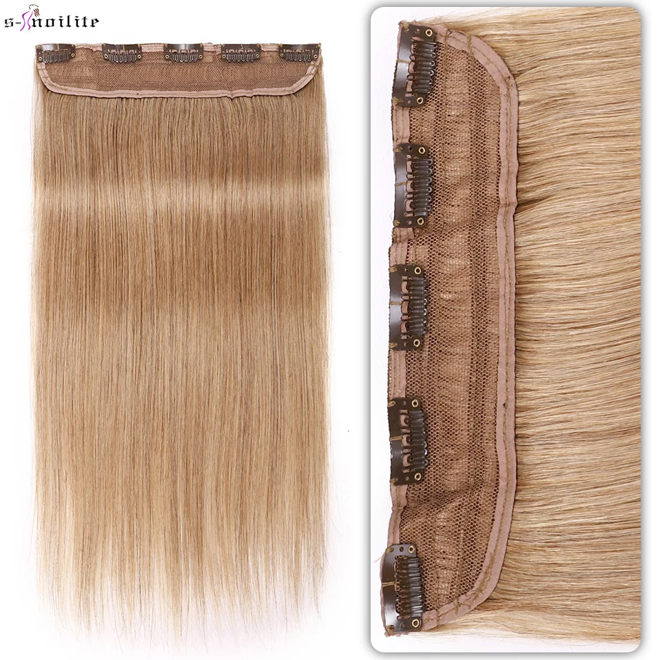 Top Trends: S-noilite Clip In Hair Extensions Human Hair 5 Clips Hairpiece 14-24Inch 75-105g Natural Extension Hair Clip Thick Hair Blonde Shoppable Styles