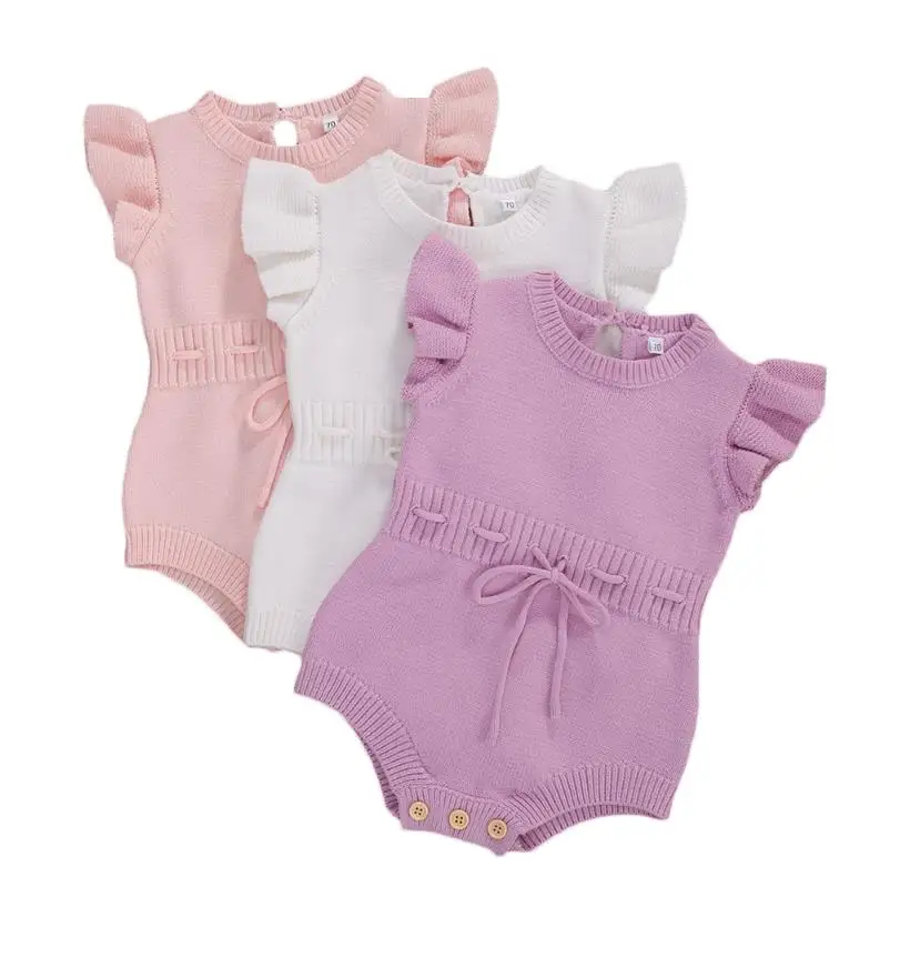 Top Trends: Newborn Baby Girl Clothes Knitted Ruffles Sleeveless Bodysuit Tops Playsuit Jumpsuit Outfits Baby Autumn Clothing Shoppable Styles