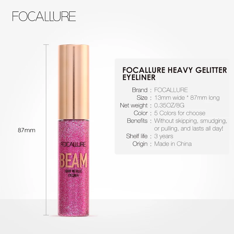 Top Trends: FOCALLURE Glitter Liquid Eyeliner Diamond Eyeshadow Makeup Waterproof 5 Colors Shiny Sequins Eye Shadow Stick Beauty Cosmetics Shoppable Styles - Image 6