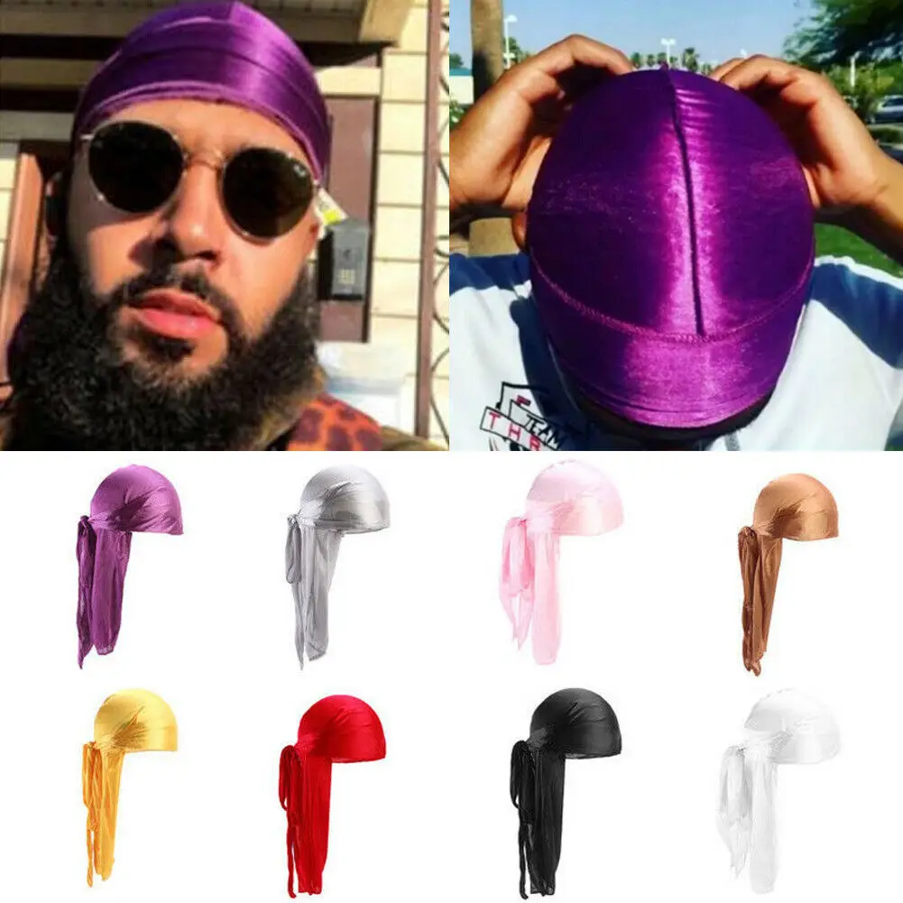 Top Trends: Unisex Men Women Bandana Durag Headwear Headwear Silk Pirate Cap Wrap Hats Shoppable Styles