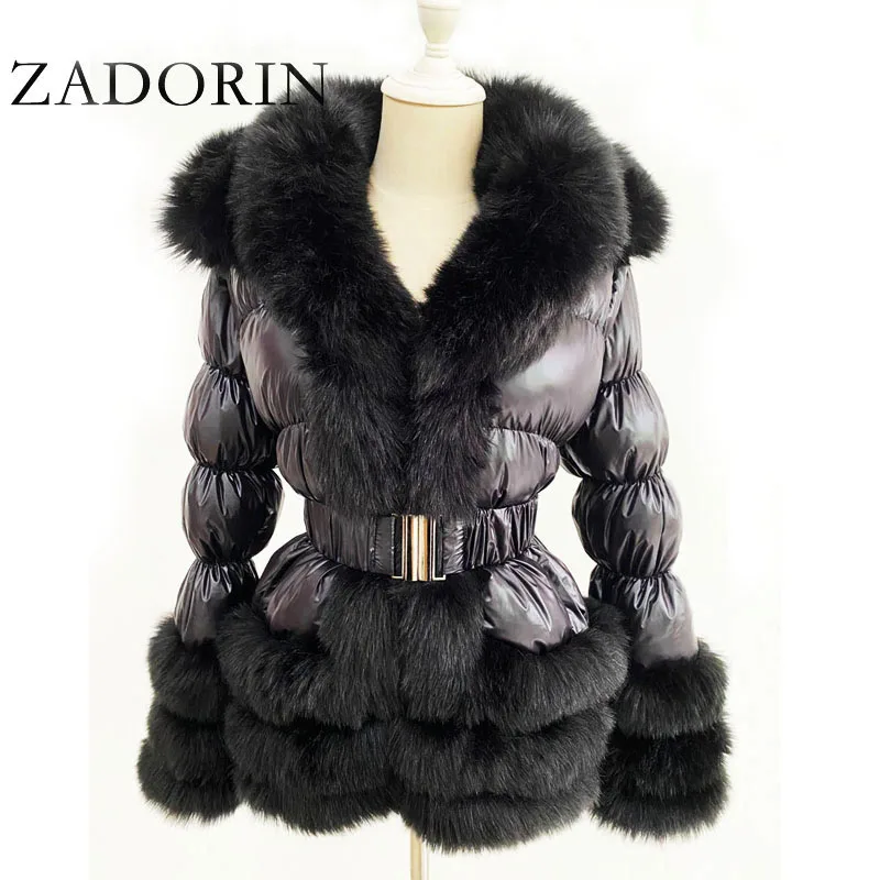 Top Trends: ZADORIN 2023 Womens Winter Coat Warm White Duck Down Jacket Women Detachable Sleeve And Hood Faux Fur Coat Black Puffer Jacket Shoppable Styles