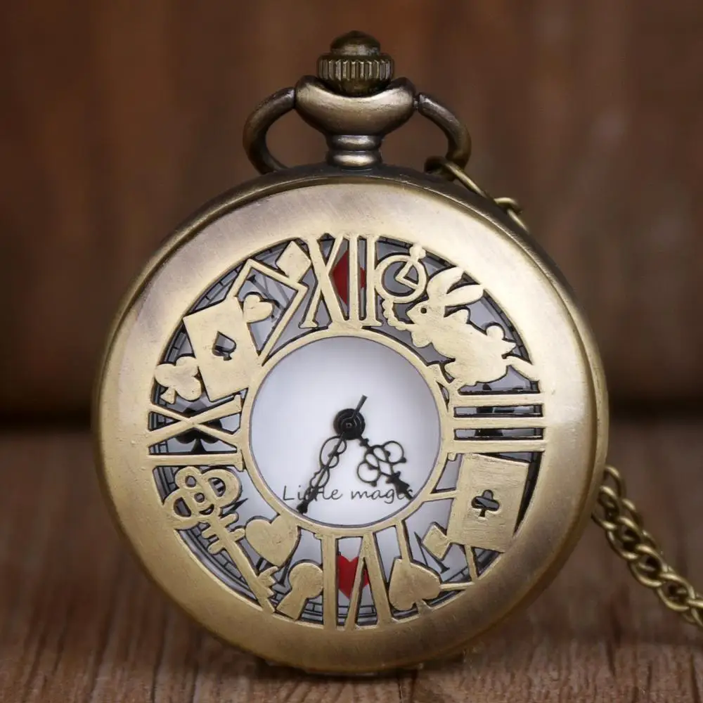 Top Trends: New Bronze Quartz Pocket Watch Retro Alice Theme Pocket&Fob Watch Pendant Necklace Pocket Watch Men Women's Gift TD2073 Shoppable Styles