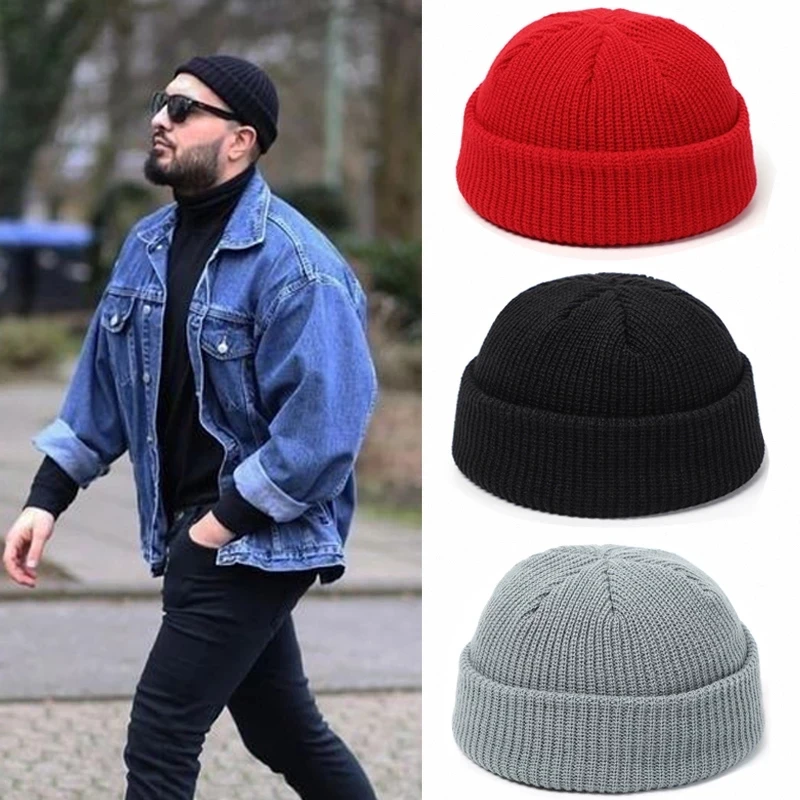 Top Trends: Fashion Hip Hop Beanie Knitted Hat Men Skullcap Women Winter Warm Brimless Baggy Melon Cap Cuff Docker Fisherman Beanies Hats Shoppable Styles