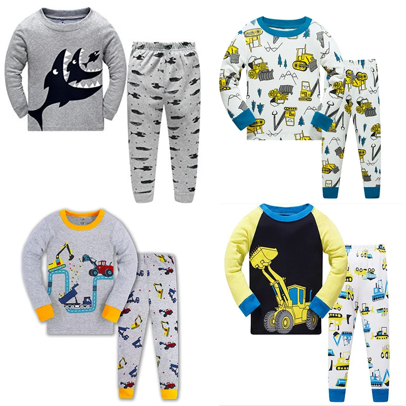 Top Trends: Jumping Meters New Long Sleeve Autumn Winter Boys Pyjamas Sets Top + Pant Excavator Print Fashion Baby Clothes Sleepwear Home Shoppable Styles