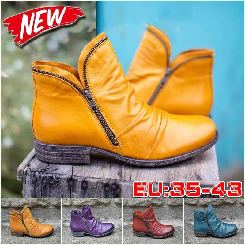 Top Trends: Women Boots 2020 Spring Genuine Leather Female Short Boots Suede Women Booties British Zipper Retro Trend Women Naked Boots Shoppable Styles