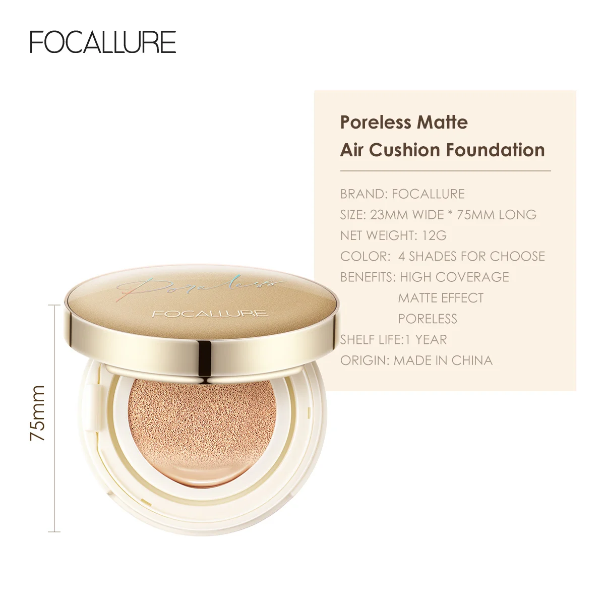 Top Trends: FOCALLURE Air Cushion Poreless BB Cream Waterproof Long Lasting Brighten Face Concealer Matte Foundation Cosmetics With Puff Shoppable Styles - Image 6