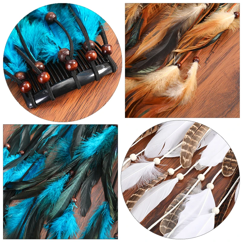 Top Trends: Haimeikang Bohemian Feather Headbands Hair Combs Girl Popular Festival Head Band Headpiece Weaving Hair Bands Accessories Shoppable Styles - Image 3