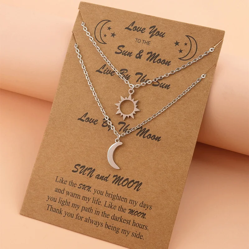 Top Trends: Charm Moon Sun Couple Necklace Stainless Steel Hollow Butterfly Heart Pendant Link Chain Necklace For Women Men Family Jewelry Shoppable Styles