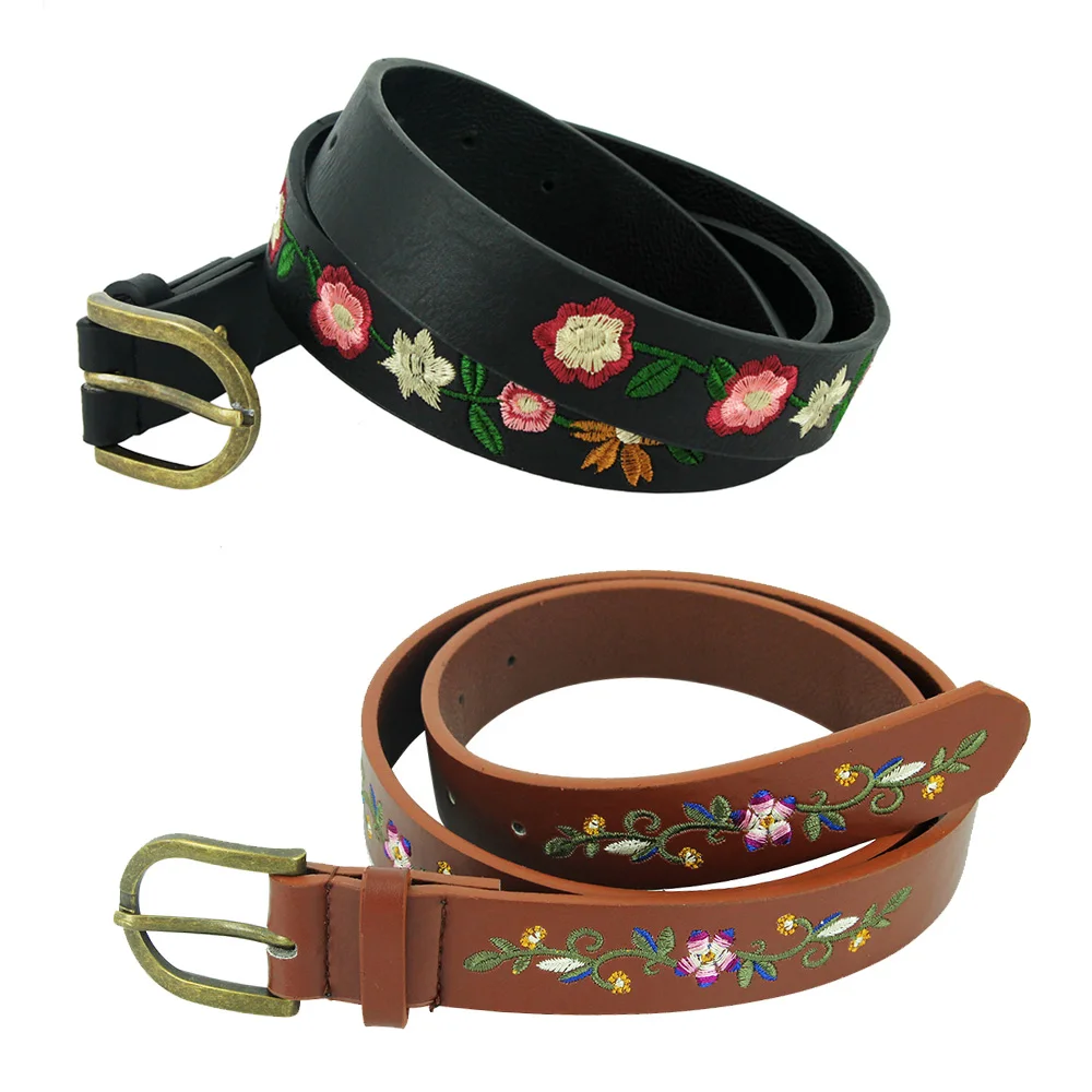 Top Trends: 106cmx3cm New Embroidered Flowers Decoration Ladies Belt Retro Belt Fashion Women&#039;s Classical Chinese Style Skirt Shoppable Styles