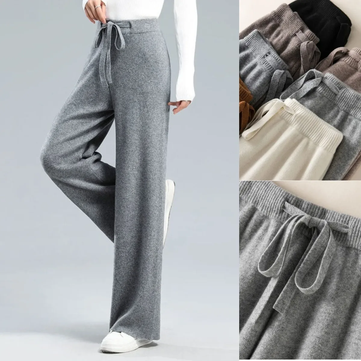 Top Trends: Korean Fashion New Drawstring High Waist Wide Leg Pants Women&#039;s Autumn Winter Straight Trousers Jogger Gym Loose Pants Female Shoppable Styles